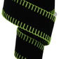 2.5" Black Velvet with Lime Green Stitch Edge Ribbon - Designer DIY