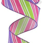 1.5" Stripe Ribbon | Pink, Purple, Lime Green - Designer DIY