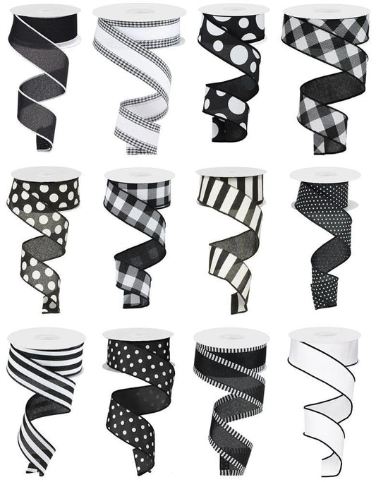 Ribbon Assortment | 1.5" Black and White - Designer DIY