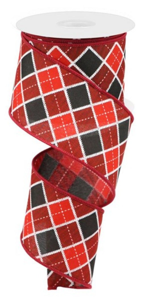 2.5" Red & Black Check Ribbon