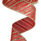 1.5" Red with Gold Glitter Stripe Ribbon - Designer DIY