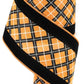 4" Orange & Black Velvet Glitter Check Ribbon - Designer DIY