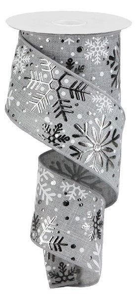 2.5" Gray Snowflake Ribbon - Designer DIY