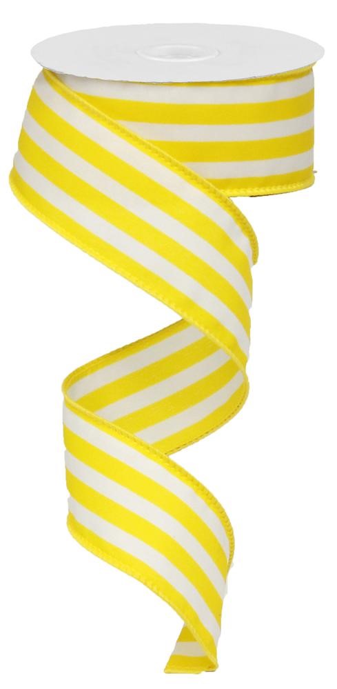 1.5" Yellow & White Stripe Ribbon - Designer DIY