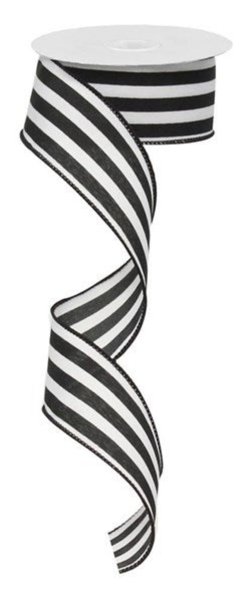1.5" Black & White Stripe Ribbon - Designer DIY