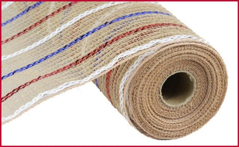 10.5" Patriotic Natural Stripe Mesh - Designer DIY