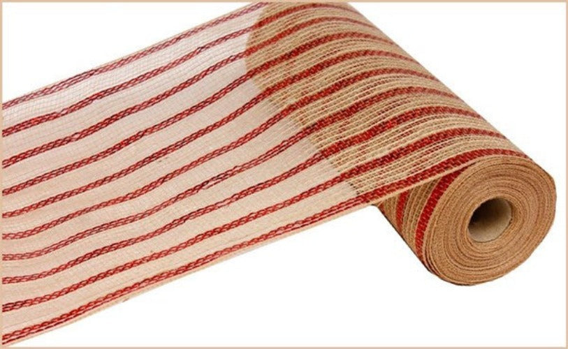 10.5" Natural with Red Metallic Stripe Mesh - Designer DIY