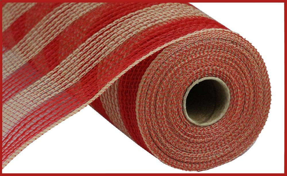 10.5" Red & Natural Stripe Mesh - Designer DIY