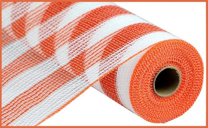 10.5" Orange & White Stripe Mesh - Designer DIY