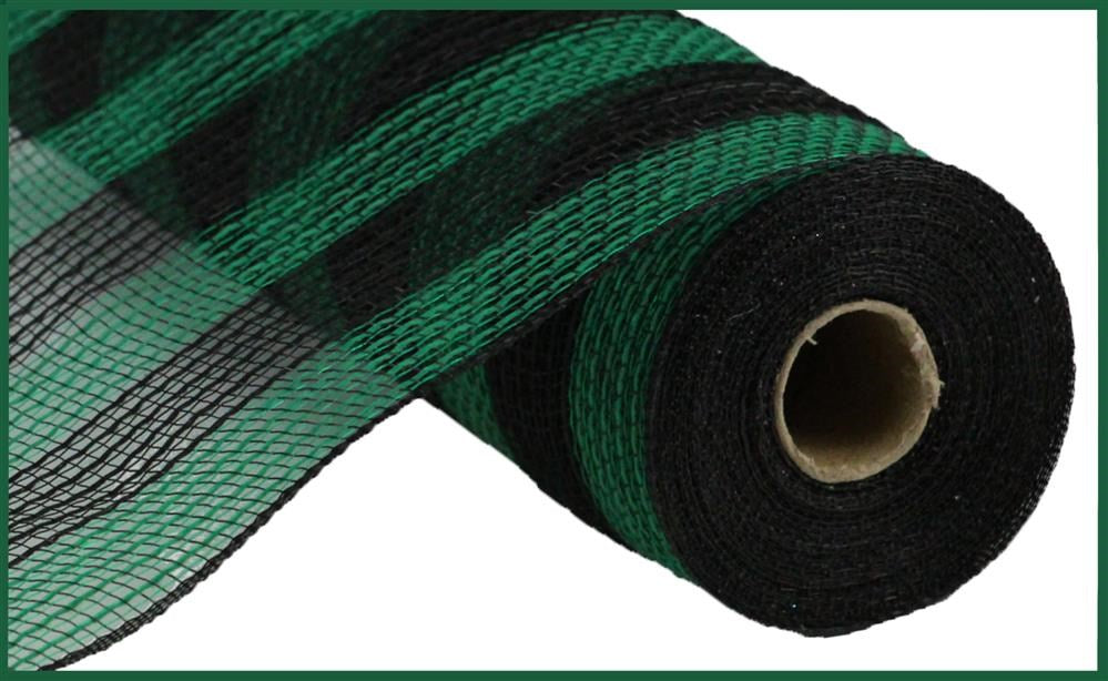 10.5" Black & Emerald Stripe Mesh - Designer DIY