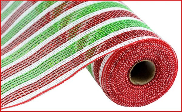 10.5" Christmas Stripe Metallic Mesh - Designer DIY