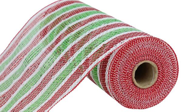 10.5" Christmas Stripe Metallic Mesh - Designer DIY