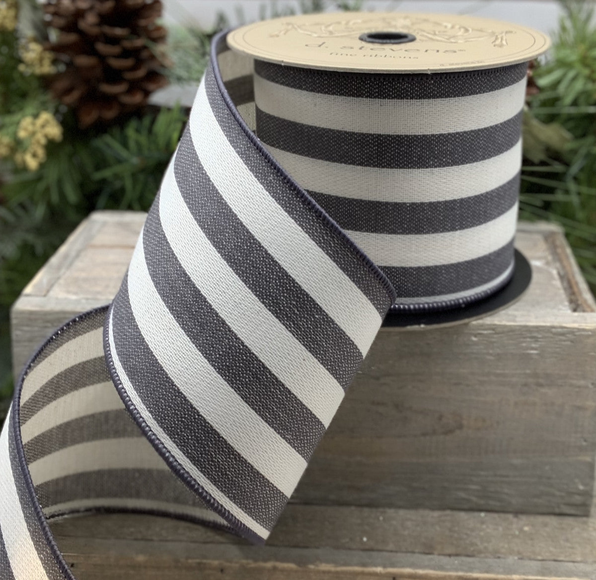 4" Black & Cream Stripe DESIGNER Ribbon - Designer DIY