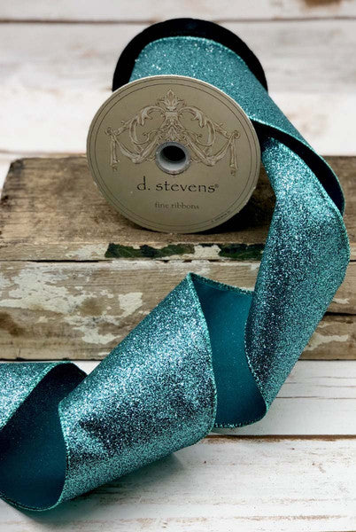 4" Turquoise Glitter DESIGNER Ribbon - Designer DIY