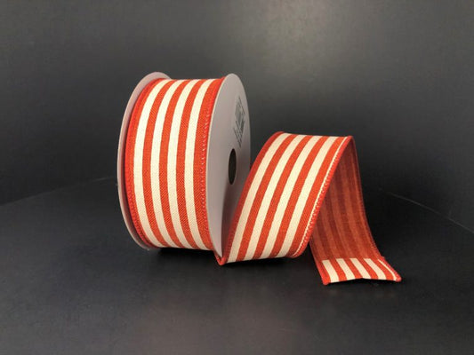 1.5" Dark Orange & Ivory Stripe Ribbon - Designer DIY