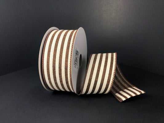 1.5" Brown & Ivory Stripe Ribbon - Designer DIY
