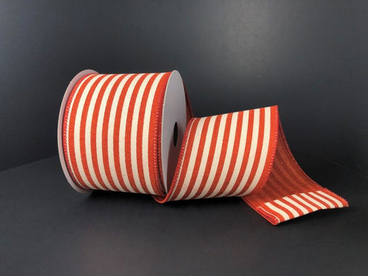 2.5" Dark Orange & Ivory Stripe Ribbon - Designer DIY
