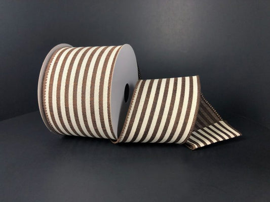 2.5" Brown & Ivory Stripe Ribbon - Designer DIY