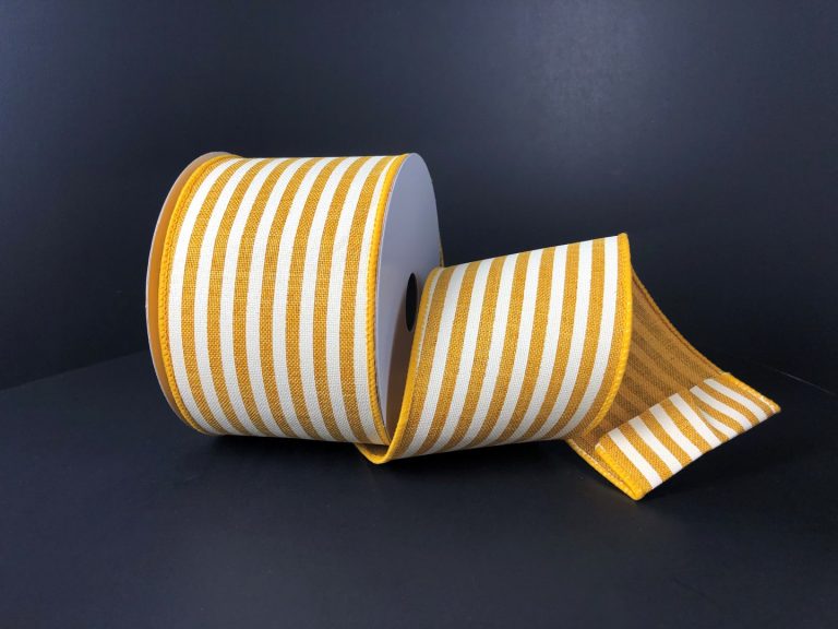 2.5" Deep Yellow & Ivory Stripe Ribbon - Designer DIY