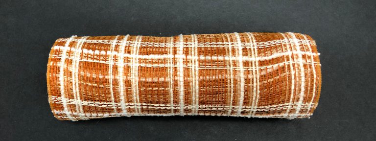 10" Dark Orange & Cream Check Jute Mesh - Designer DIY