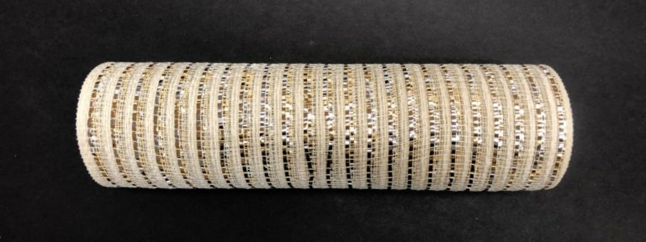 10" Ivory Jute with Gold & Silver Metallic Mesh - Designer DIY