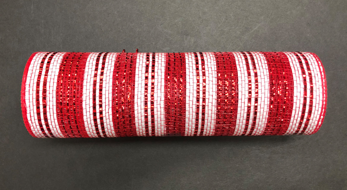 10" Red & White Stripe Mesh - Designer DIY