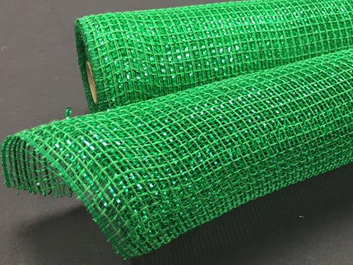  Deluxe Wide Foil Poly Deco Mesh, 10 Inches x 10 Yards (Emerald  Green, Emerald Foil)