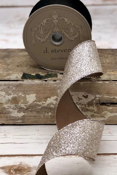 2.5" Champagne Gold Glitter DESIGNER Ribbon - Designer DIY