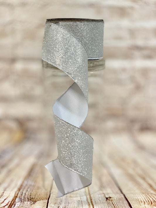 2.5" Silver Glitter Ribbon - Designer DIY
