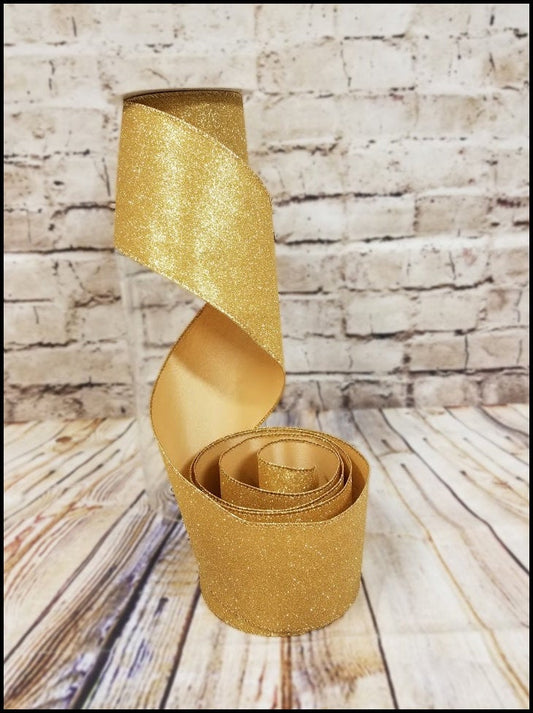 4" Gold Glitter Ribbon - Designer DIY