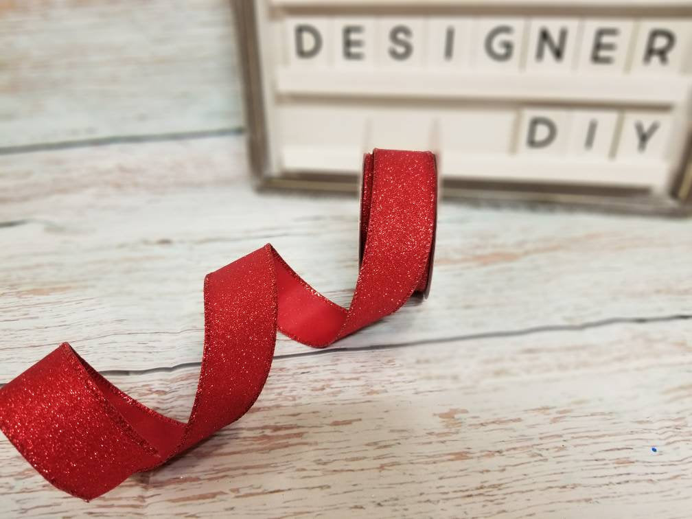 1.5" Red Glitter Ribbon - Designer DIY