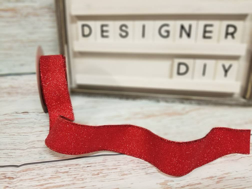 1.5" Red Glitter Ribbon - Designer DIY