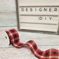 2.5" Red Black and Ivory Plaid Ribbon - Designer DIY