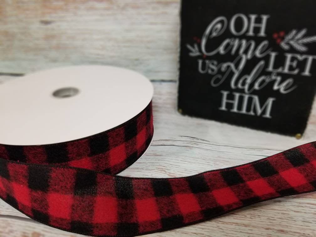 2.5" Red Buffalo Plaid Check Ribbon - 10 yards - Designer DIY