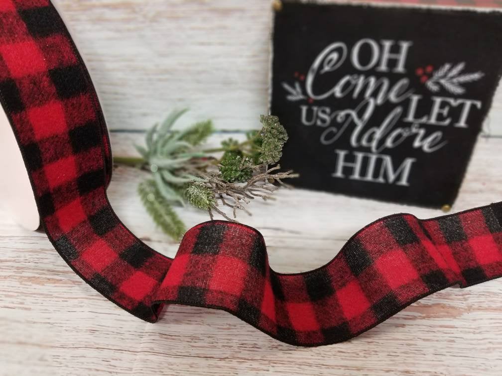 2.5" Red Buffalo Plaid Check Ribbon - 10 yards - Designer DIY