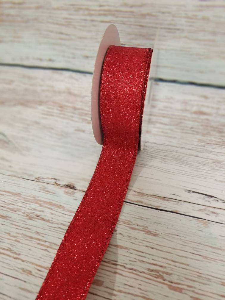 1.5" Red Glitter Ribbon - Designer DIY