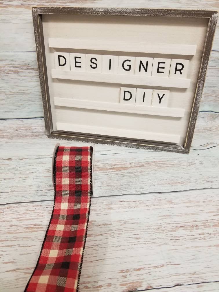 2.5" Red Black and Ivory Plaid Ribbon - Designer DIY