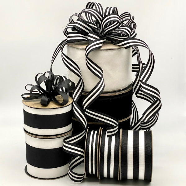 1" Black Stripe DESIGNER Ribbon | 25 YARDS - Designer DIY