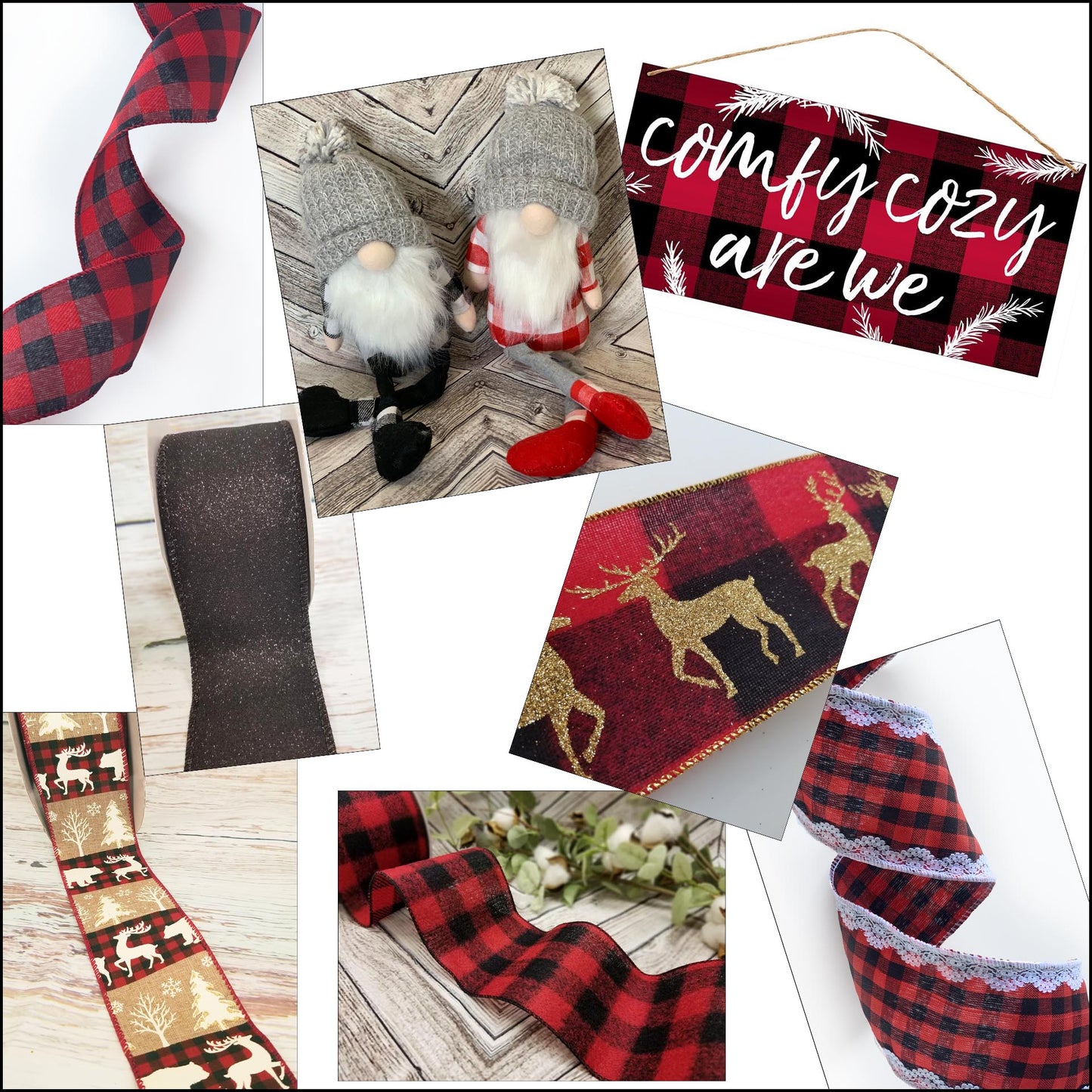 2.5" Red Buffalo Plaid Check Ribbon - 10 yards - Designer DIY